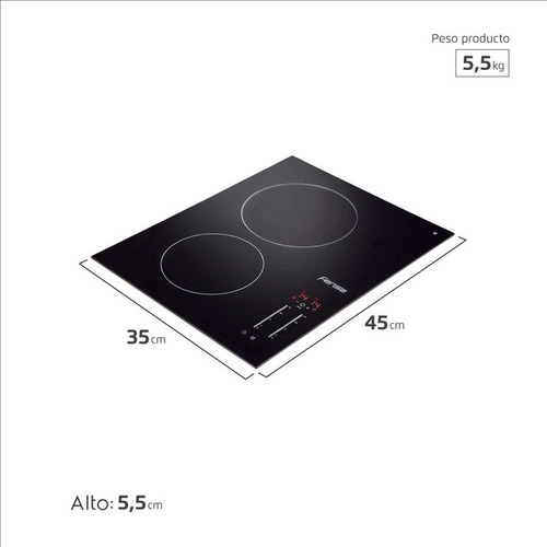 Encimera Eléctrica Fensa 2 Platos Vitrocerámica Y Panel Touc
