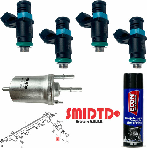 4 Inyectores De Gasolina Y Filtro Seat Cordoba 1.6 13-19