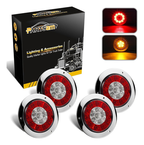 Luces Traseras Led Redondas De 10 Cm Para Remolque, Luces