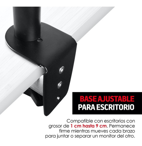 Imagen 6 de 9 de Soporte Para Monitor Doble Brazo 13-32 Con Base Redlemon