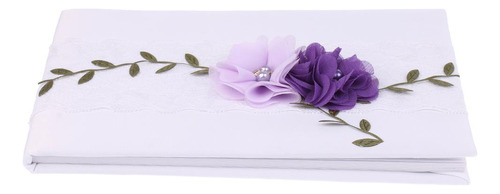 Libro De Invitados Encaje Flores Púrpuras Firma Libro
