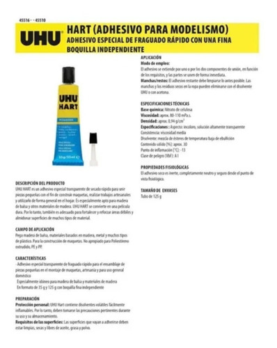 Pegamento Uhu Hart 33 Ml Con Boquilla Made In Germany