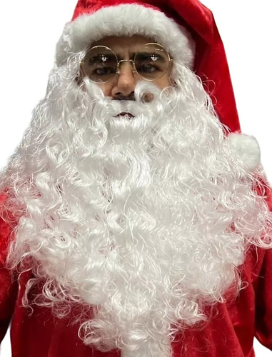 Kit Peruca,barba, Oculos, Sino E Luva De Papai Noel 