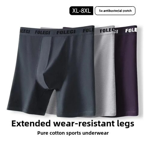 Bóxer De Cintura Alta De Algodón De Talla Grande Para Hombre