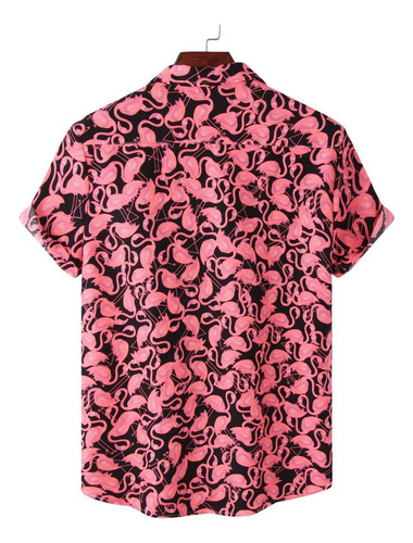 Camisas Playeras Manga Corta Flamingo Casual Hawaiano