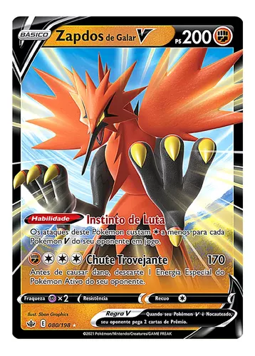 Carta Pokémon Zapdos De Galar V Reinado Arrepiante + Brinde