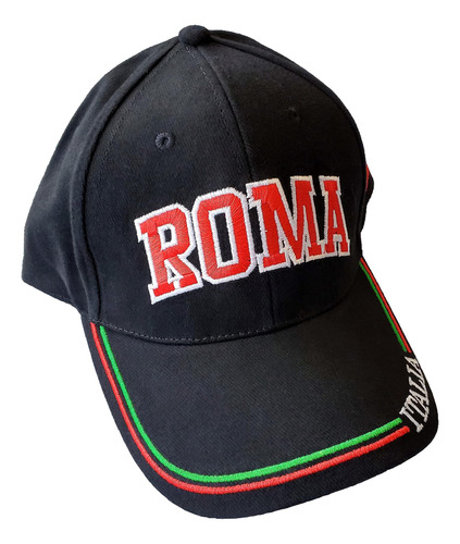 Gorra Béisbol Negra Roma Sombrero Italiano Colorido Italia