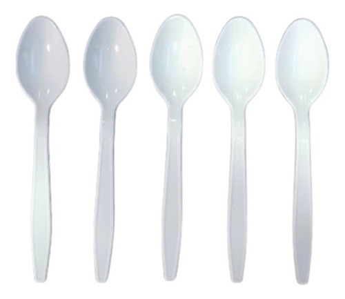 Kit 100 Colher Descartável Reforçada Caldos E Sopas Branca