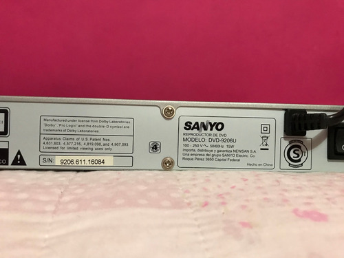 Reproductor Cd/dvd Sanyo 9206u