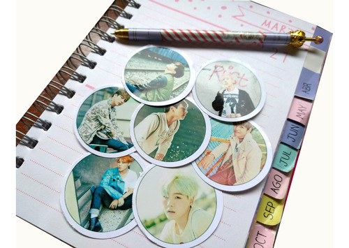 Set De 7 Stickers Circulares De K-pop - Bts