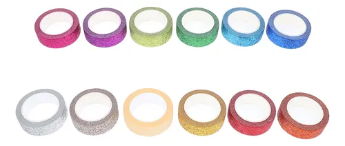 Cintas Decorativas De Color Caramelo, Cinta Adhesiva, 12 Rol