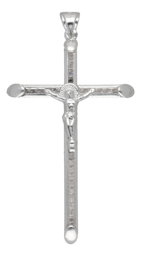 Juego De Plata Dije Solo Cruz De Cristo + Aretes De Color Plateado