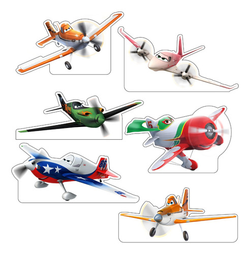 Figuras Aviones Base Rígida 6 Pzas Coroplast