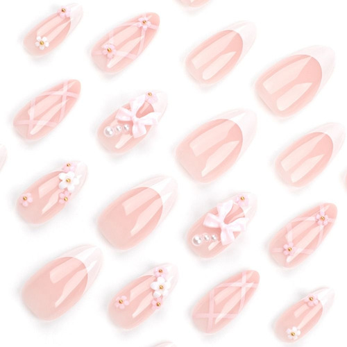 24/30 Unidades De Unhas Postiças Green Ripple Nail Tips