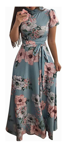 Vestido Mujer Estampado Floral Manga Corta