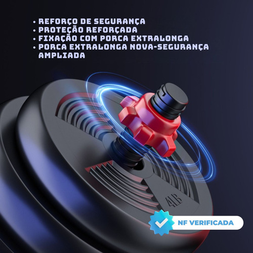 Kit Halteres Ajustáveis 40kg Barra Kettlebell Base Flexões
