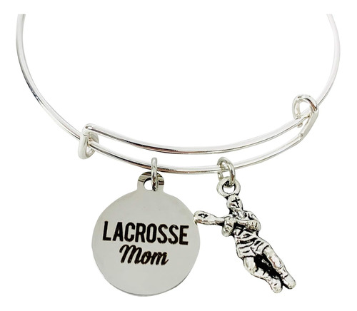 Pulsera De Dijes Ajustable De Mamá De Lacrosse, Regalo...