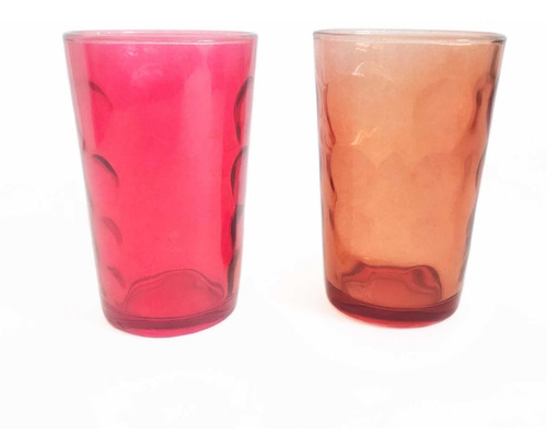 Juego 6 Vasos De Vidrio De Colores