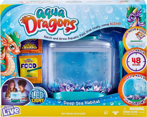 Aqua Dragons Mascotas Aquáticas + Tanque Con Luz Led