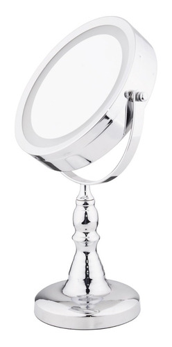 Espejo Cromado Iluminado Por 18 Leds - Aumento X5 - 17.78cm