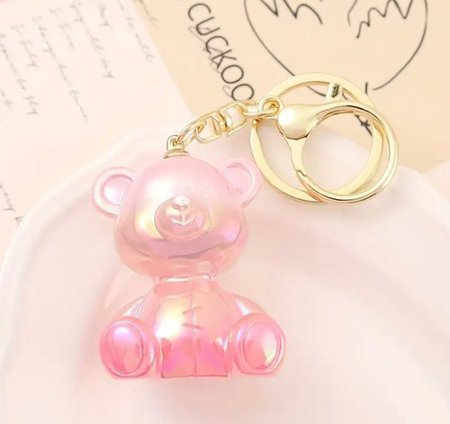 Llavero Oso De Resina Regalo Mujer Accesorio Bolsa Tornasol