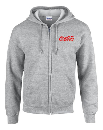 Buzo Capota Cremallera Coca-cola Hoodie Grey Premiun 