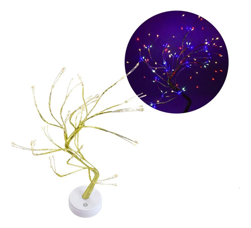 Arbol Bonsai Alambre Maceta Luz Led Colores Usb/pila Deco