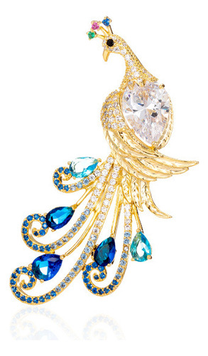 Broche Con Forma De Alfiler Con Cuello De Pavo Real, Lujoso