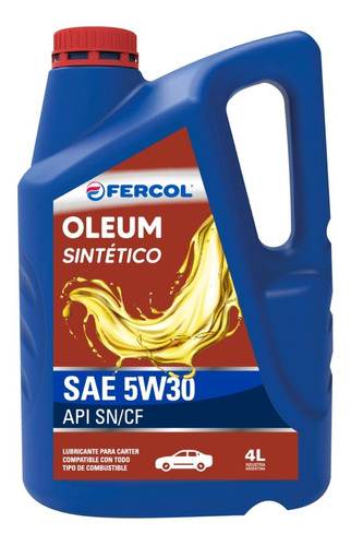 Imagen 1 de 10 de Aceite Para Motor Fercol Oleum 5w30 Lubricante Sintetico E
