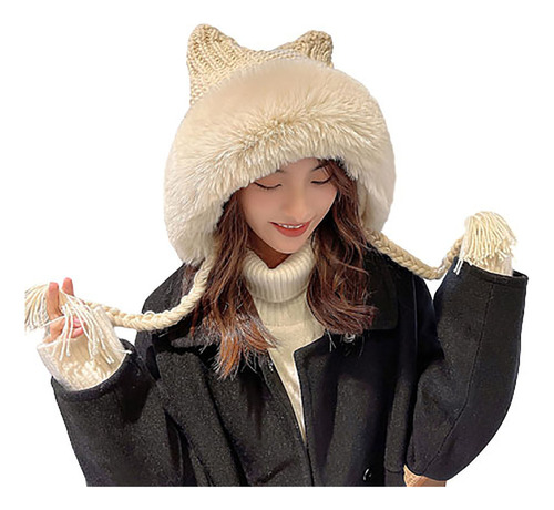 Gorro De Felpa De Invierno For Mujer, Oreja Japonesa, Estil