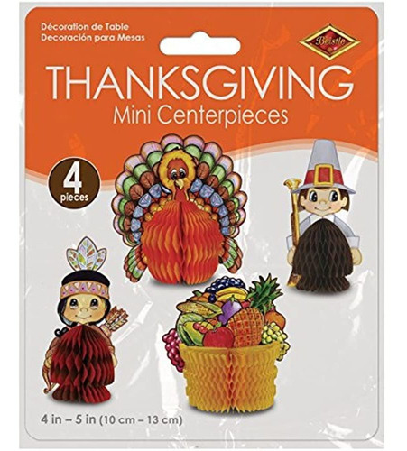 Beistle 4-pack Decorative Thanksgiving Playmates, 4-inch-5-i