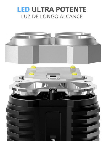 Lanterna Led Recarregável Usb Tatica Longo Alcance L-19