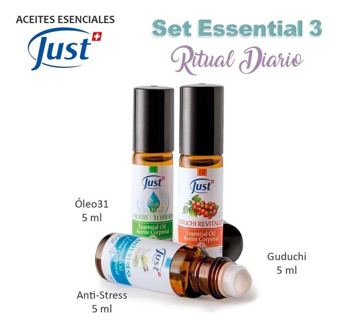 Imagen 2 de 7 de Set Essential 3 Swiss Just Oleo 31, Guduchi, Anti Estress