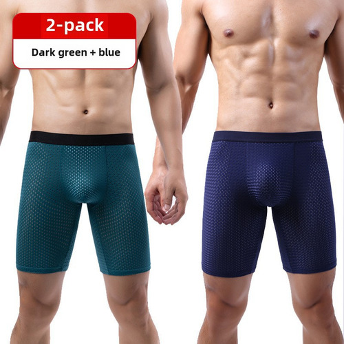 2 Piezas/malla Azul+verde - Pantalones Cortos Para Correr De
