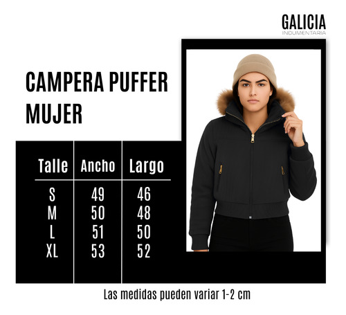 Campera Puffer Piel Mujer Corderoy Capucha Desmontable