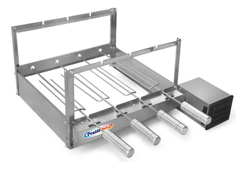 Churrasqueira Giratória Inox Grill 4 Espetos Rotativa Gira