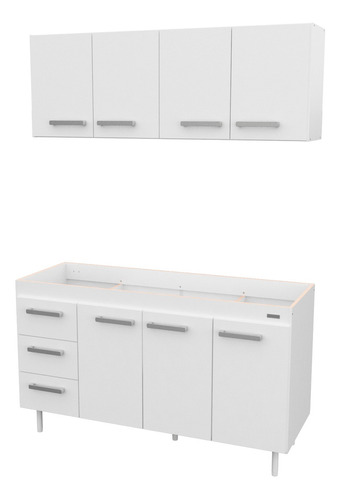 Combo Mueble De Cocina 1,40 Mts. Mosconi Sin Bacha Color Blanco