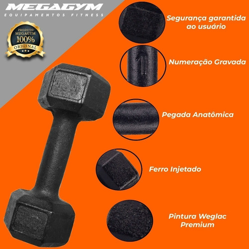Par Halter Sextavado 02kg Pintado Exercício De Academia