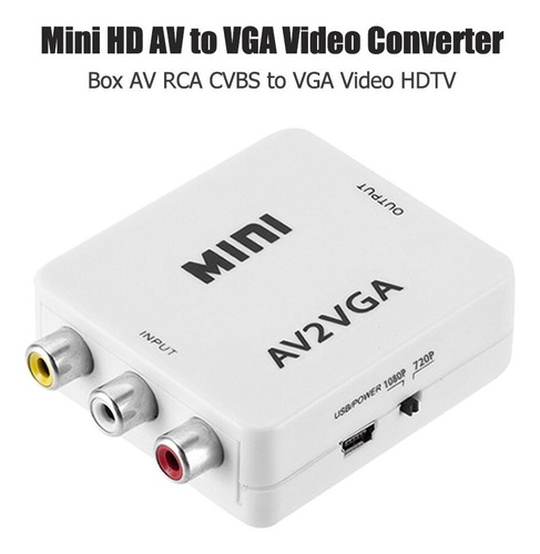 Mini Convertidor Vídeo Hd Av2vga Convertidor Av Rca Cvbs Vga
