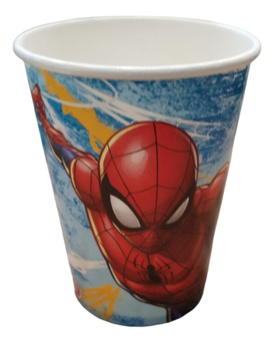 Pack X 8 Vasos Descartables Spiderman Y Color Celeste