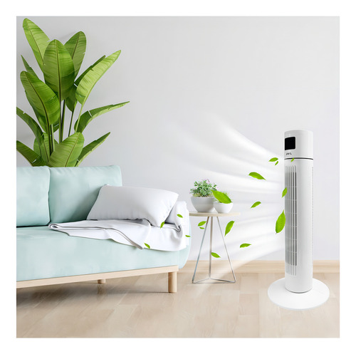 Ventilador Torre 3 Velocidades Oscilación Control Jv-103 Estructura Blanco Aspas Negro Diámetro 135 Mm Frecuencia 50hz Material De Las Aspas Plástico