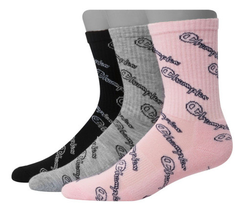 Calcetines Champion Mujer 3 Pares Rosa/gris/negro Ch504