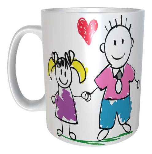 Taza Regalo Dia Del Padre Happy Day Dibujo Con Hija Niña M31