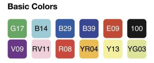 Rotulador Copic Classic, 12 colores básicos, punta doble