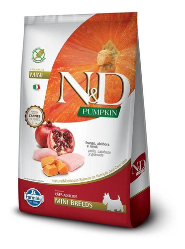 Ração N&d Cães Adultos Pumpkin Frango Mini Breeds 2,5 Kg