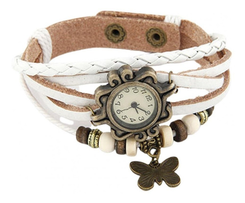 Reloj Vintage -  Correa Cuero - Broche - Mariposa + Estuche