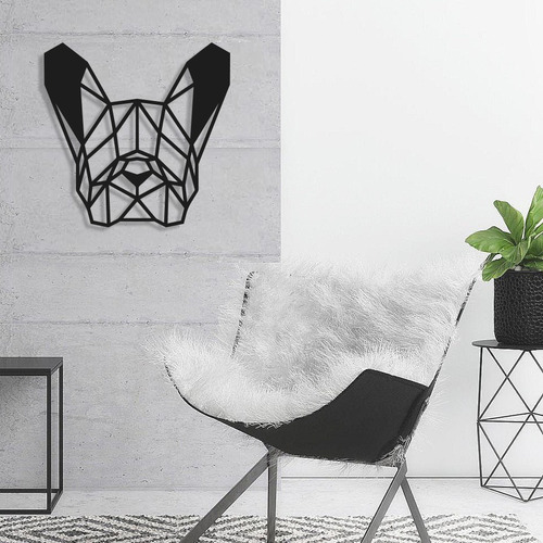 Imagen 2 de 4 de Cuadro Decorativo En Madera Calada Bulldog Frances Xl