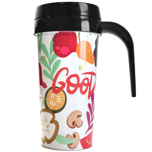 Imagen 1 de 6 de Vaso Termico Plastico Cafe Con Tapa Y Asa Jarro Taza