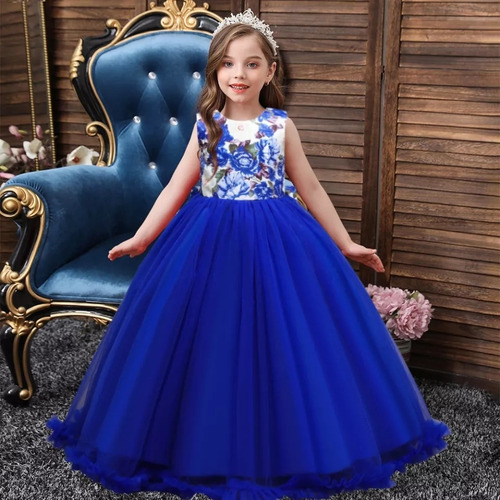 Vestido Niña Elegante Fiesta Presentación Azul Rey | Envío gratis