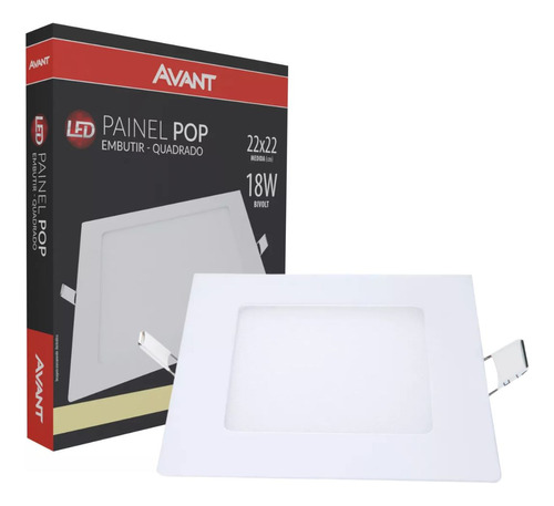 Plafon Luminária de Teto 18W Embutir Quadrado LED Avant Pop Branco Neutro 4000K 100V/240V